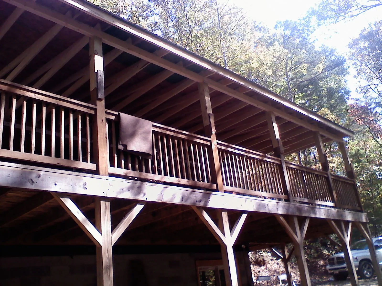 Timber framing under a new elevated porch and deck — Roof Leak Repair in Beech Grove by Roofing Brothers